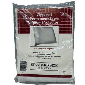 zippered permanent press pillow protector cotton blend 21x27" white READ NEW
